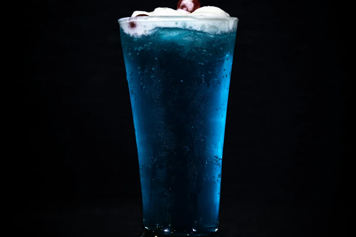 Blue ice cubes for a homemade drink