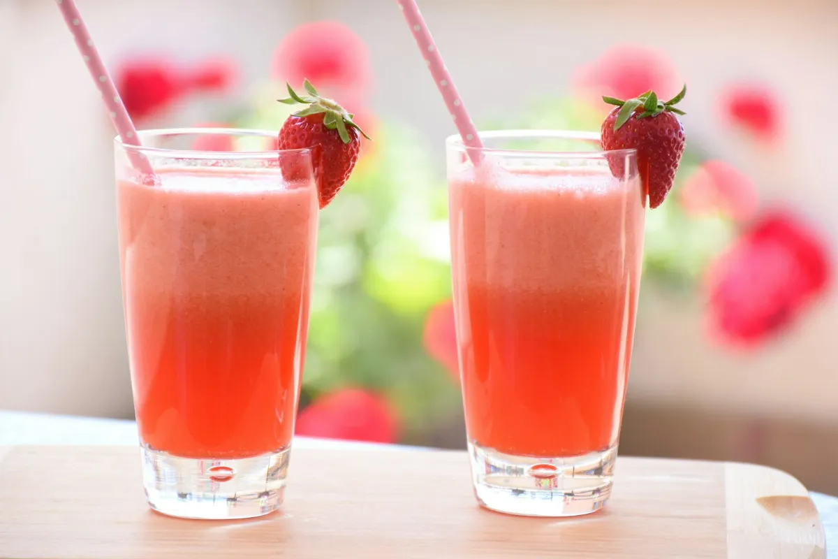 Homemade fruity drink with ice