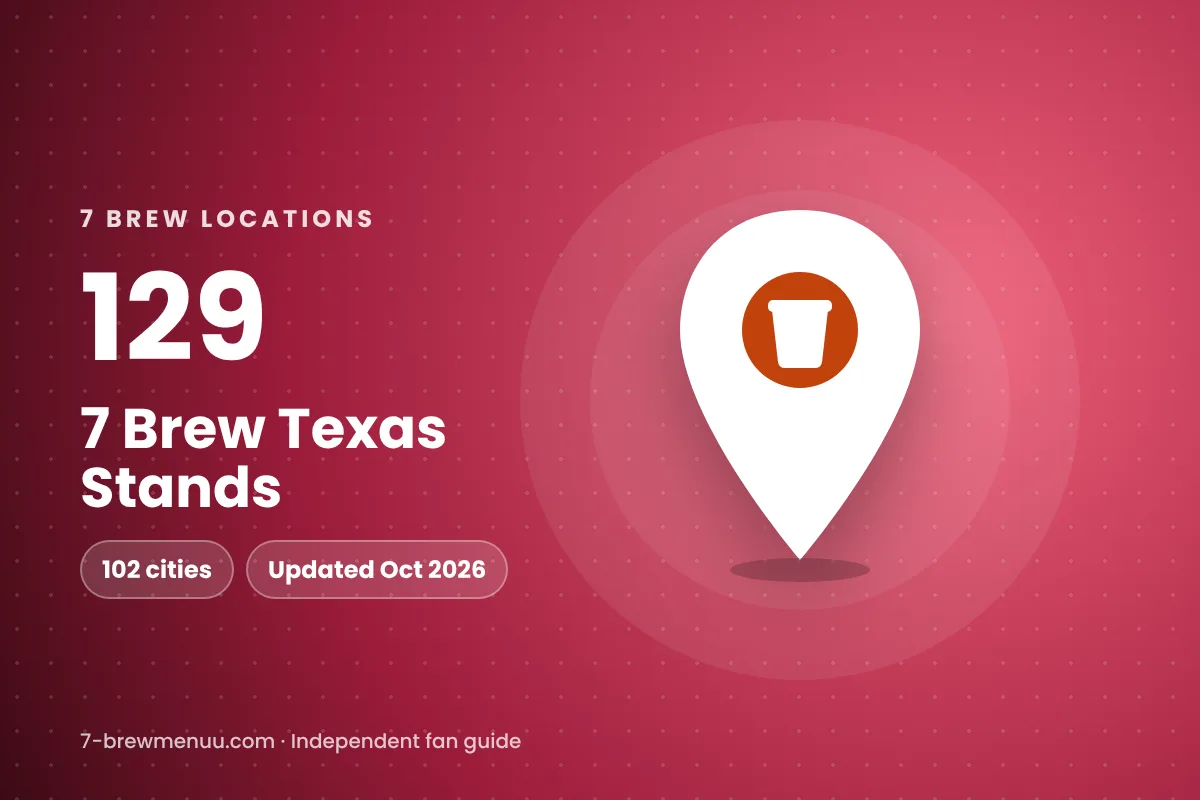 7 Brew Texas locations map pin graphic with stand count